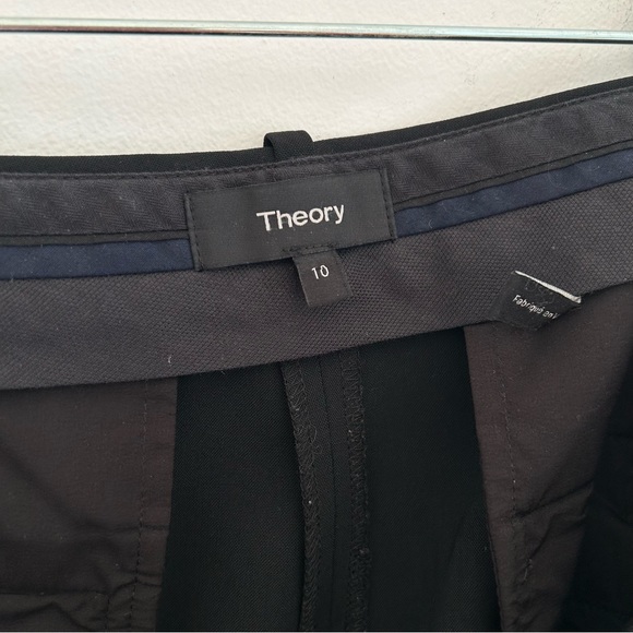 THEORY Wool Blend Straight Leg Trouser Black Size 10 - Picture 11 of 15
